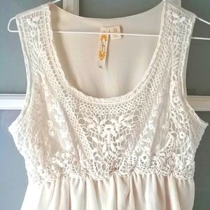 ADiva Cream Lace and Gauze Dressy Top